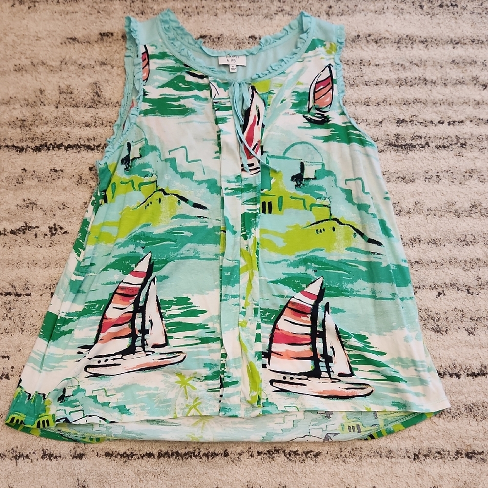 Crown & Ivy Light Blue Sleeveless Top Size M
